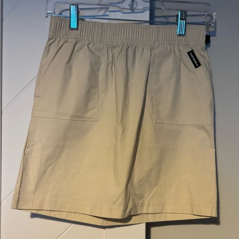 Converse Girls Cream A-Line Skirt Elastic Waist Pockets Size L 12-13 NWT